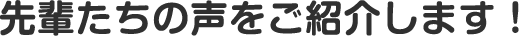 先輩たちの声をご紹介します！